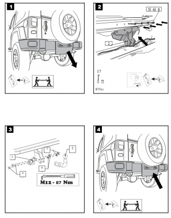 Фаркоп 4852-A Oris на Jeep Wrangler JK 2007-2018, JL 2018- без выреза в бампере. Тип шара: A. Нагрузки: 3100/90 кг, масса фаркопа 9,1 кг (без электрики в комплекте) от магазина ФаркопРос